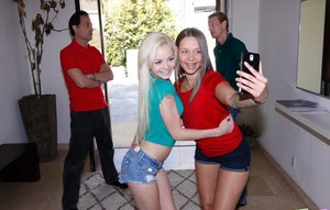 18 year old blond with big tits Aislin wets and fingers her pink slit in a tub